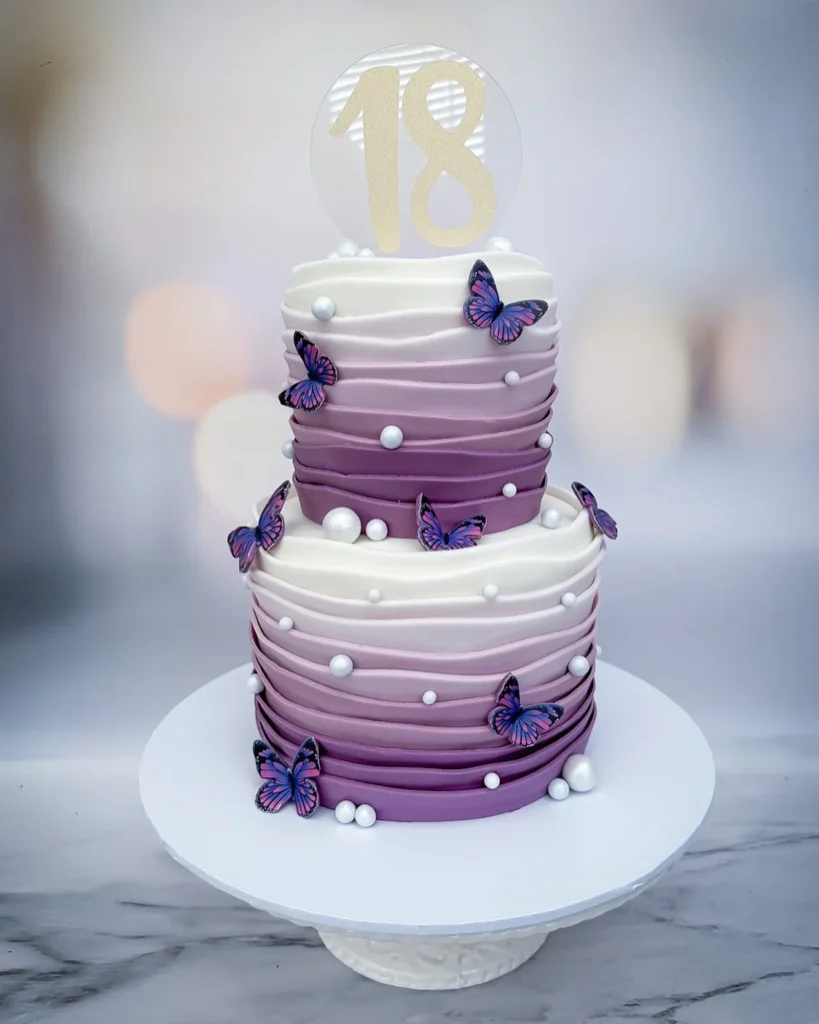 purple 18th birthday cake