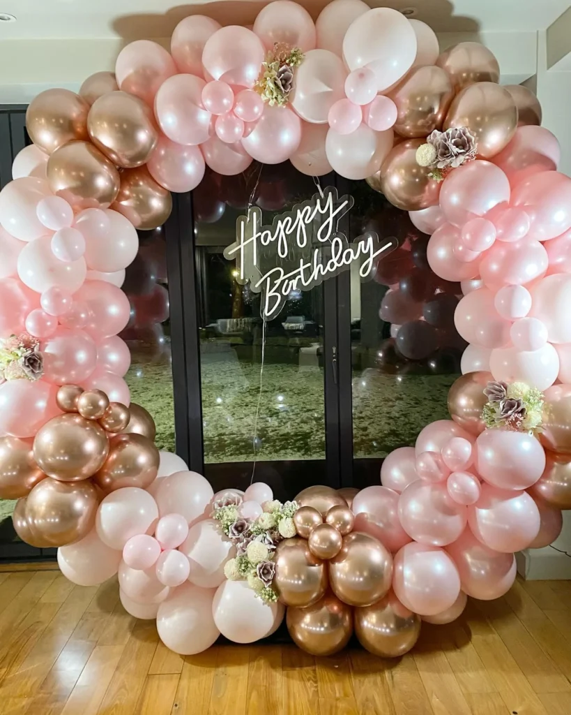 pink and gold happy birthday garland
