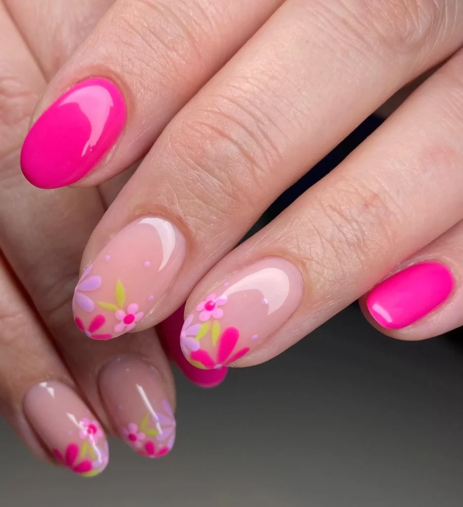 classic pink spring nails